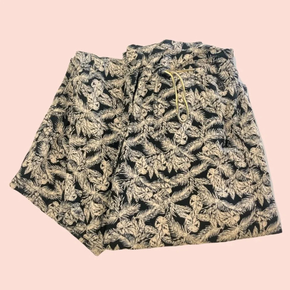 Free People Banana Leaf Tropical Paperbag Wide Leg Drawstring Baloon Pants M - Picture 1 of 11